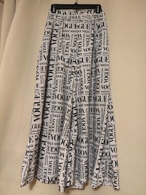 Vogue Green & White Logo Palazzo Pants Medium